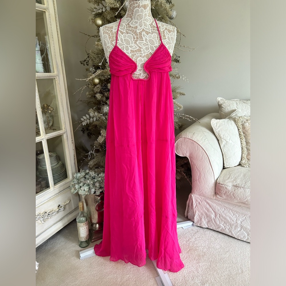 Zara Pink Halter Maxi Dress